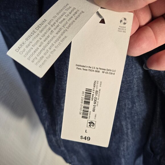 Liz Claiborne Women's Size L Long Sleeve Button Up V-Neck Denim Tunic Top NWT - Picture 10 of 11